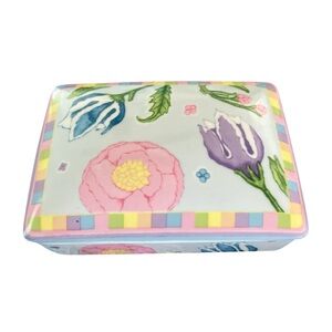 Vintage Pastel Floral Porcelain Trinket Box